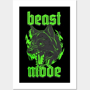 Beast Mode Gym Motivation Neon Posters and Art